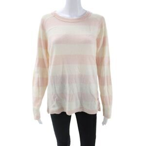 Cortland Park Unisex Pullover Sweater Pink Striped Merino Blend Size L